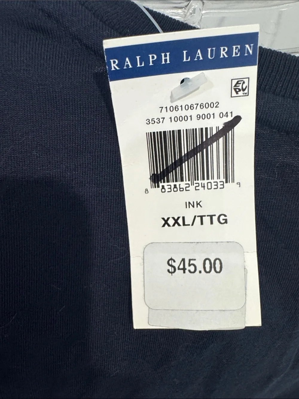 Polo by Ralph Lauren Navy V-Neck Shirt with Red Polo Player Logo